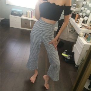 Free People Striped Linen Cropped Pants Size 0